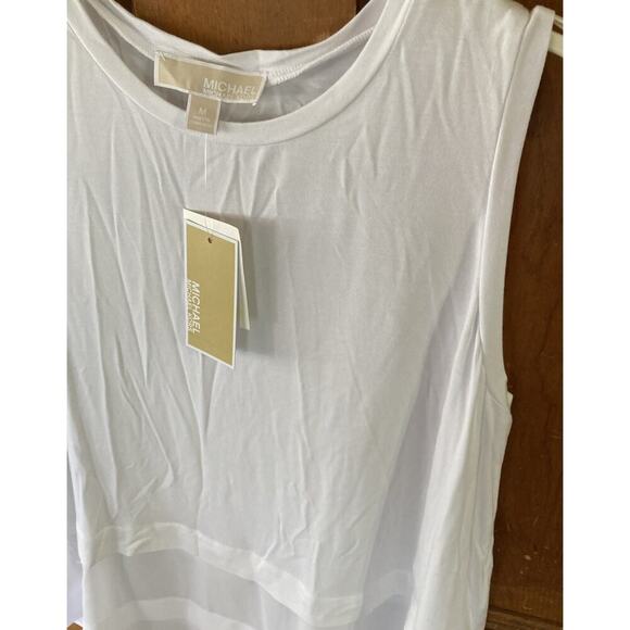Michael Kors Women's Sleeveless Tank Tops Size M New White Basics 3 Tier Top $79 - Picture 2 of 9